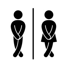 Funny Wc Toilet Door Plate Symbols. WC Sign Icon Vector Illustration On The White Background. Vector Man & Woman Icons. 