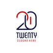 20/Twenty Outline Typography Abstract Creative Modern Icon Logo Design Template Element Vector