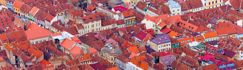 Wall Mural - Brasov old city, aerial view. Romania