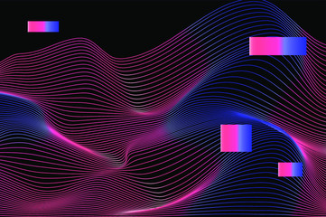 Aufkleber - Abstract background with holographic glitched wavy texture. Futuristic cyberpunk style illustration for information technology and science subjects.