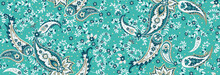 Seamless Ethnic Pattern Of Paisley And Decorative Floral Branches. Indian Motif. Vector Background