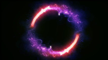 Fototapete - Technology Circle Trail Glowing Light Sparkle Swirl Background. Magic Bright Futuristic Effect Line Moving Round Illustration.