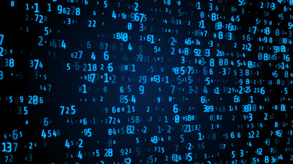Fototapete - Illustration Abstract Futuristic Digital Number Element Random Code. Statistic Binary .Cyber Space Smart Encoder Concept Background.