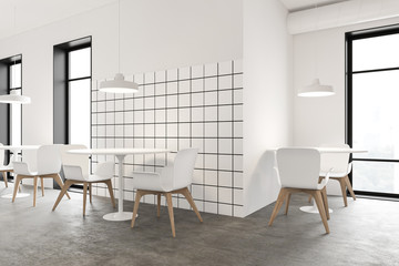 White and tiled modern cafe corner