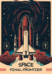 Wall Mural - space vertical poster vector illustration