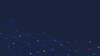 Abstract technology background with connecting dots and lines. Digital technology of global network connection and communication.