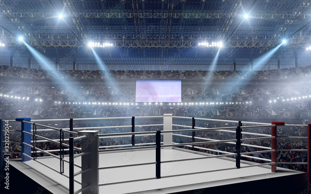 Ilustración de Stock 3D render Boxing ring. Boxing arena. | Adobe Stock