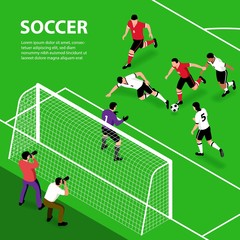 Canvas Print - Isometric Soccer Attack Background