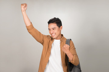 Wall Mural - An excited student, college when he get achievement and celebrating success