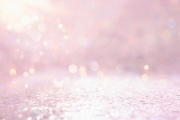 Wall Mural - silver and pink glitter vintage lights background. defocused