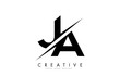 JA J A Letter Logo Design with a Creative Cut.