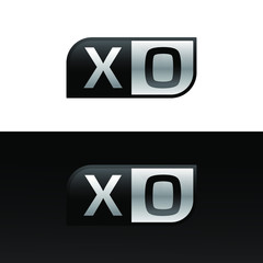 Logo letter XO with two different sides. Negative or black and white vector template design vector