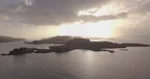 Aerial Push In Shot Of Kerrera Island At Sunset, Heading Southwards From Oban