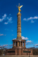 Historic Siegessäule, Victory Column Berlin On A Sunny Day, Germany