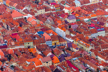 Wall Mural - Brasov old city, aerial view. Romania