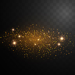Wall Mural - golden glitter sparkles. shining star on transparent background