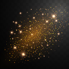 Wall Mural - golden glitter sparkles. shining star on transparent background