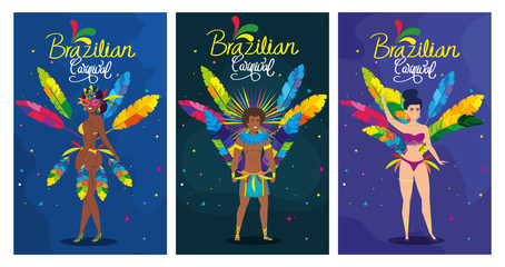 Poster - set of poster carnival brazil with decoration