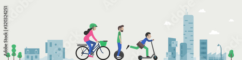 Fotografía Trottinette, gyropode, vélo électrique, mono-roue