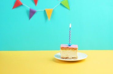 Wall Mural - Birthday cake with candle.