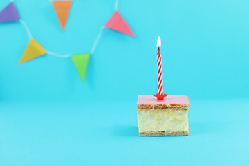 Wall Mural - Birthday cake with candle.