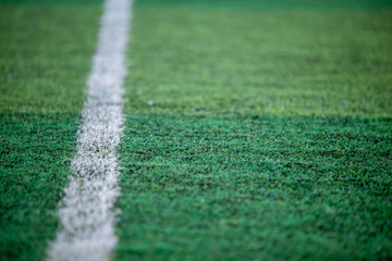 Football field with white line