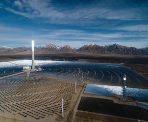 Wall Mural - Aerial view of solar thermal plant