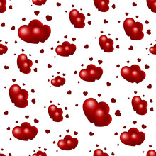 Seamless Pattern Of Two Red Hearts On A White Background