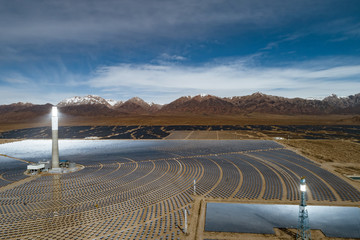 Wall Mural - Aerial view of solar thermal plant