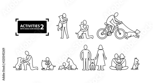 Cuadros en Lienzo Activities with dog icon line 2