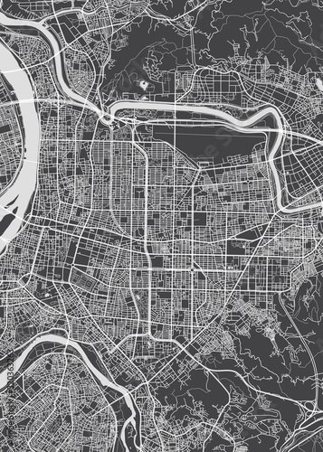 Fotografía City map Taipei, monochrome detailed plan, vector illustration