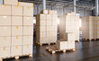 © Siwakorn1933 - Interior of storage warehouse. stack package boxes on pallets, Warehouse industry delivery shipment goods, Logistics and transport