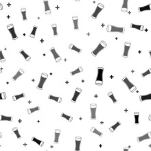 Black Glass Of Beer Icon Isolated Seamless Pattern On White Background. Vector Illustration