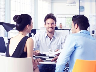 Canvas Print - Happy businessteam working at office