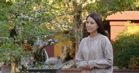 Wall Mural - Woman visit chinese style garden