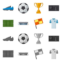 Wall Mural - Vector design of soccer and gear icon. Set of soccer and tournament stock vector illustration.