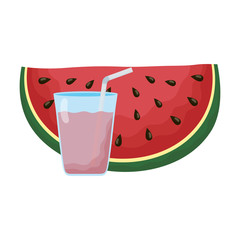 Poster - fresh watermelon with juice fruit