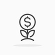 Money plant icon in line style. Editable stroke.
