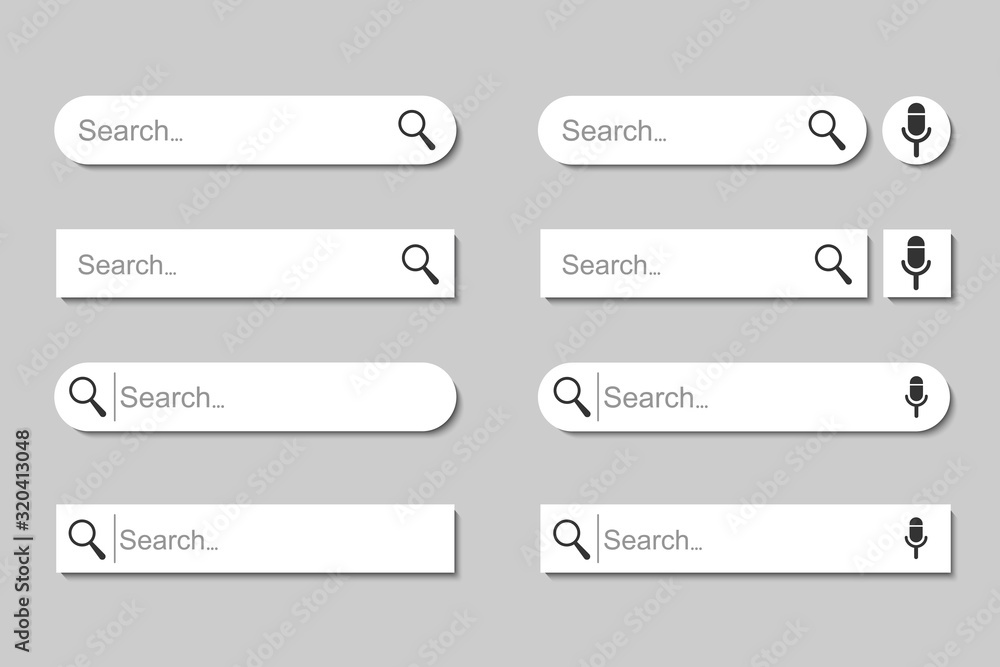 Set search bar web page internet browser button, search box template isolated – for stock - obrazy, fototapety, plakaty 