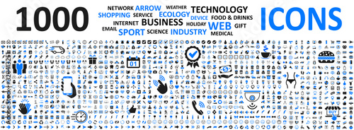 Fotografía Big set icons: business, shopping, device, technology, medical, ecology, food &