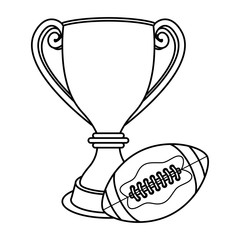 Sticker - american football sport balloon with trophy cup