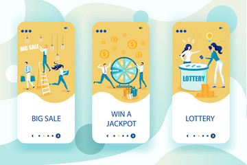 Wall Mural - Money Lottery Mobile Web Pages Vector Template