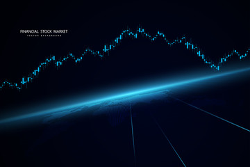 Wall Mural - Stock market graph or forex trading chart for business and financial concepts, reports and investment on dark background . Vector illustration