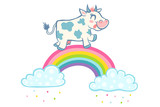 Fototapeta Dinusie -  cow on rainbow