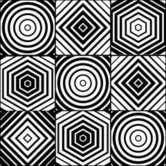 Poster - Monochrome modern geometric seamless pattern.