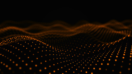 Aufkleber - Futuristic background of points with a dynamic wave. Big data. Abstract background 3d rendering. 4k.