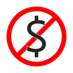 Sticker - No dollar sign. Dollar forbidden vector icon.