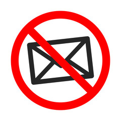 Sticker - No mail sign. No envelope icon. Mailing forbidden