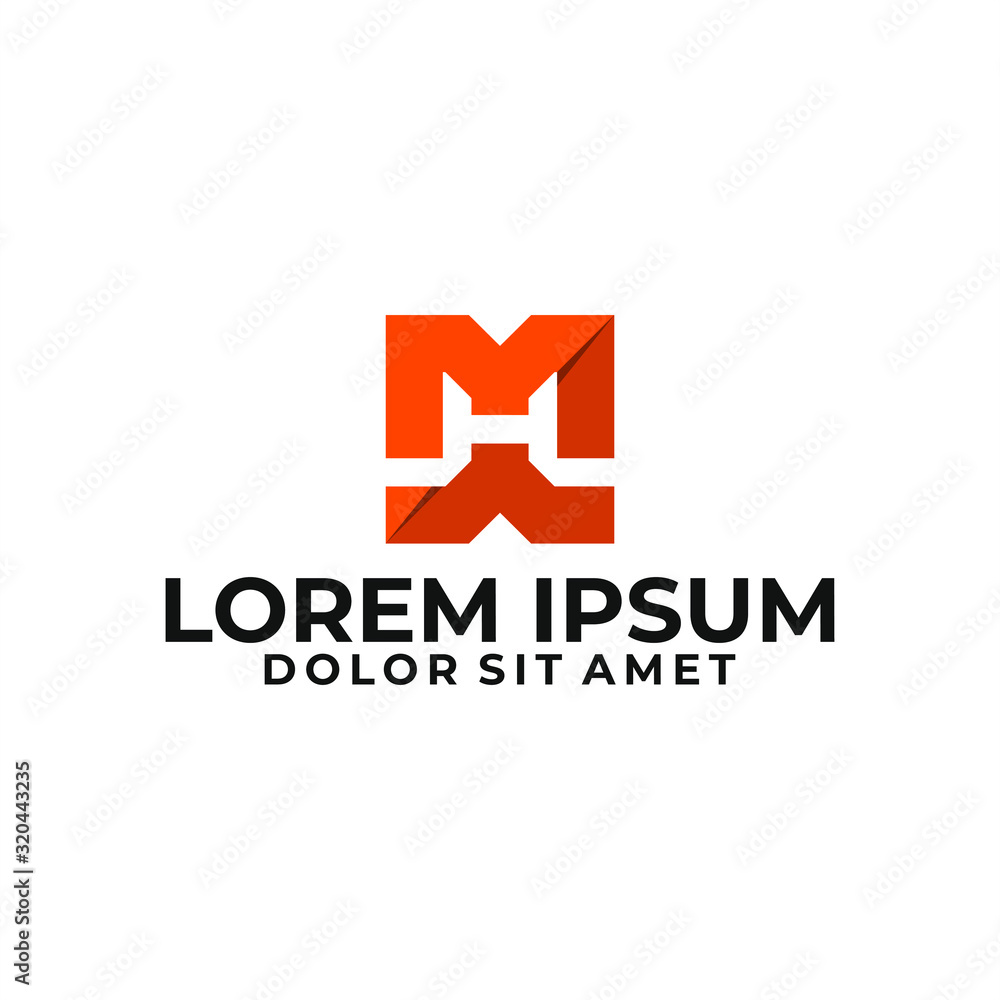 Initial letter MH or HM logo template with modern bold square symbol in ...