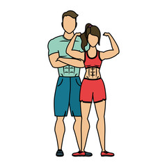 Canvas Print - young athletes couple characters healthy lifestyle